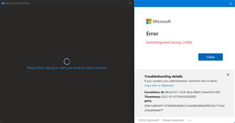 When access the onedrive and it showing Error :0x8004dec5 and 1200.